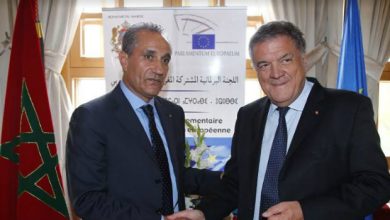 Abderrahim Atmoun, Président de la commission parlementaire mixte Maroc-UE, et Pier Antonio Panzeri, Président de la commission des droits de l'homme du Parlement européen