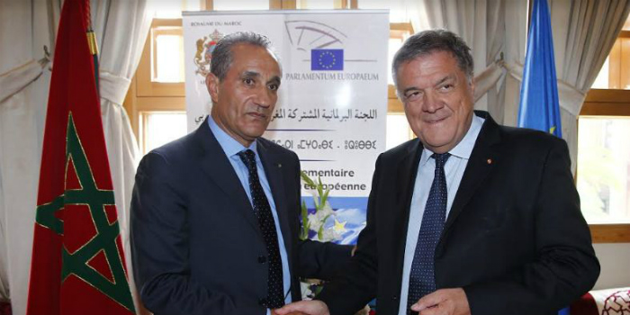 Abderrahim Atmoun, Président de la commission parlementaire mixte Maroc-UE, et Pier Antonio Panzeri, Président de la commission des droits de l'homme du Parlement européen