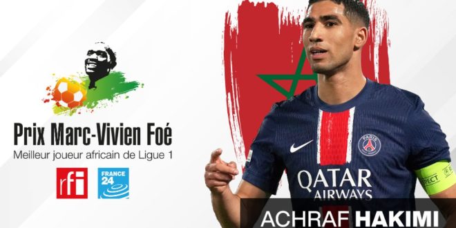 Achraf Hakimi sacré meilleur joueur africain de Ligue 1