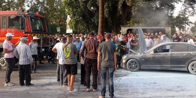Marrakech: une voiture ravagée par les flammes