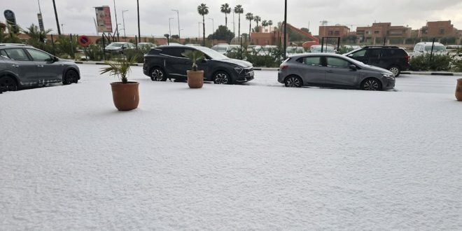 Marrakech sous la grêle : la ville ocre recouverte d’un manteau blanc